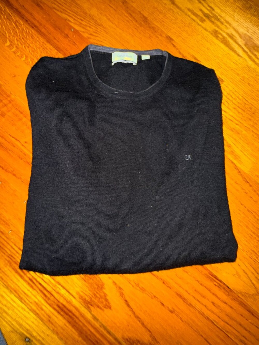 Calvin Klein Italian Merino Wool Crewneck Sweater Men's Black Large L